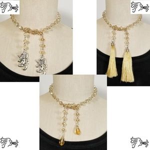 Champagne Crystal Chain Silver Necklace